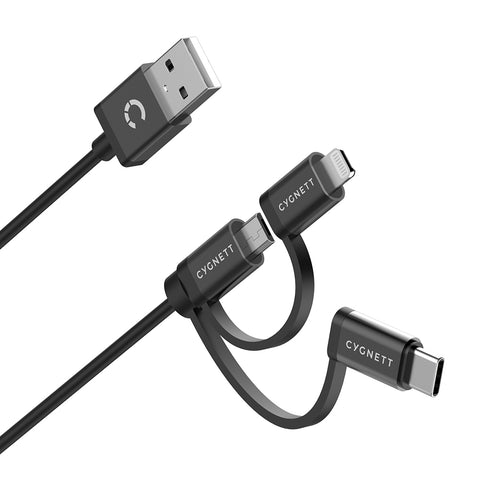 3-in-1 Cable - 3.3FT Black